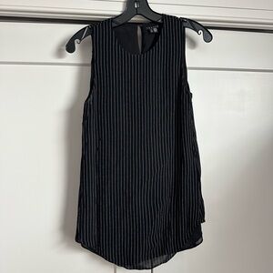Theory Silk Black and White Striped Sleeveless lined Top